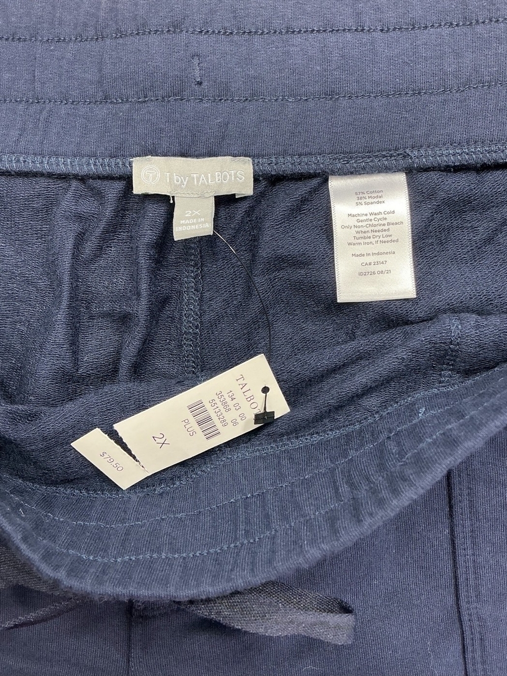 T by Talbots Navy Blue Cropped Pull-On Pants